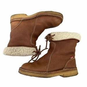 Duckfeet Arhus Shearling Brown Pebbled Leather Boots Womens Size EU 37 US 6.5-7